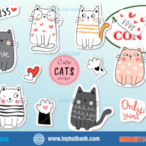 Sticker con mèo nhiều mẫu đẹp thiết kế theo yêu cầu - In Phú Thành Sticker con mèo