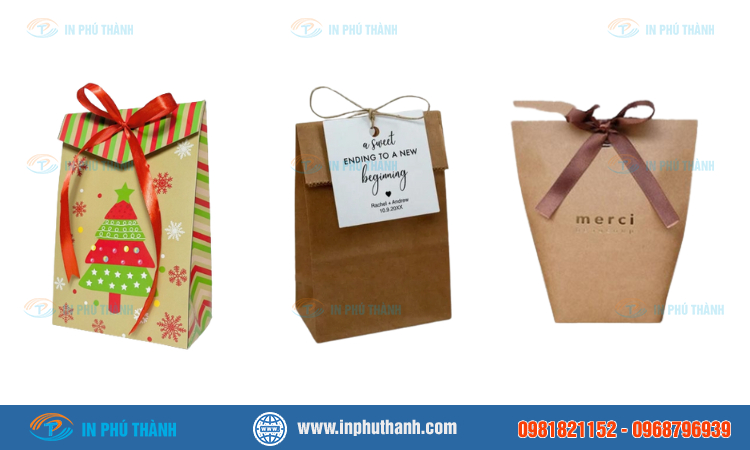 Túi giấy nhỏ đựng quà nhiều mẫu đẹp thiết kế theo yêu cầu - In Phú Thành