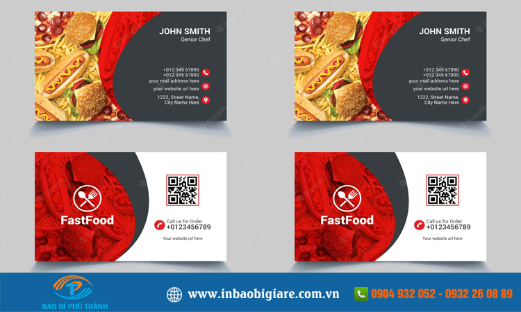 Name card food, nhận thiết kế in theo yêu cầu - Bao bì Phú Thành Name card food
