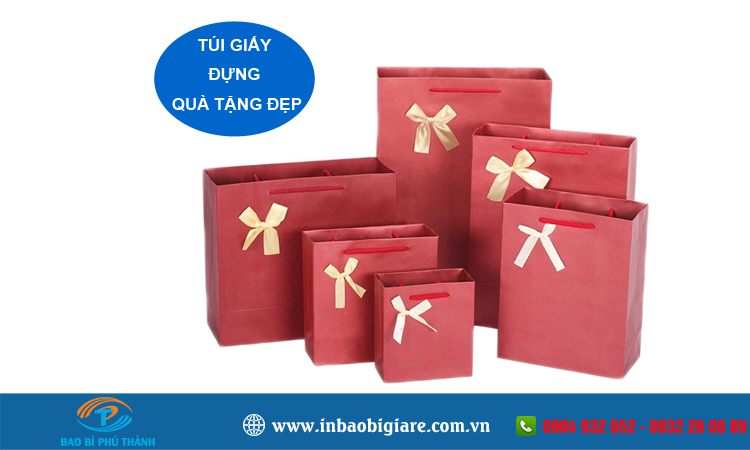 Túi giấy màu đỏ nhiều mẫu thiết kế đẹp sang trọng– Bao Bì Phú Thành