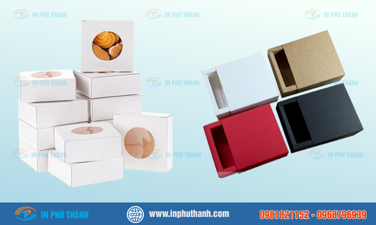 Hộp giấy Kraft vuông nhiều mẫu đẹp, thiết kế theo yêu cầu - In Phú Thành