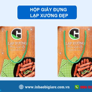 In hộp giấy đựng lạp xưởng đẹp, chất lượng – Bao Bì Phú Thành Hộp giấy đựng lạp xưởng