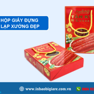 In hộp giấy đựng lạp xưởng đẹp, chất lượng – Bao Bì Phú Thành Hộp giấy đựng lạp xưởng