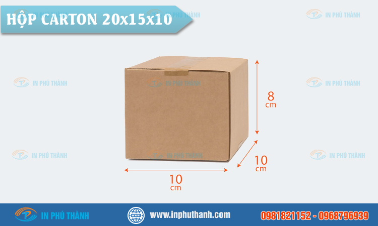 Hộp carton 10x10x8 sản xuất theo yêu cầu - In Phú Thành Hộp carton 10x10x8