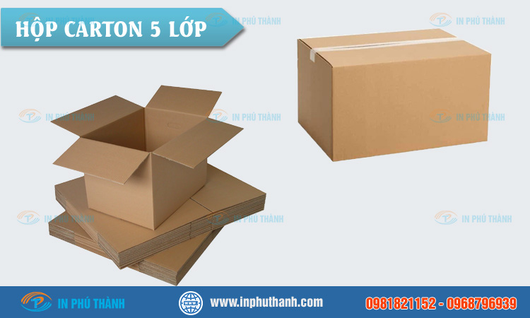 Hộp carton 5 lớp nhiều mẫu đẹp, sang trọng - In Phú Thành