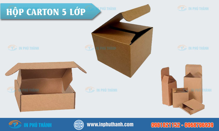 Hộp carton 5 lớp nhiều mẫu đẹp, sang trọng - In Phú Thành