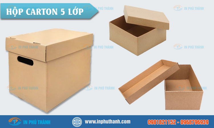 Hộp carton 5 lớp nhiều mẫu đẹp, sang trọng - In Phú Thành