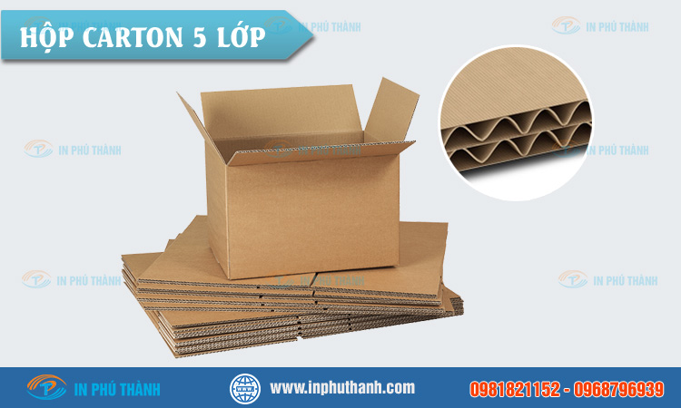 Hộp carton 10x10x8 sản xuất theo yêu cầu - In Phú Thành Hộp carton 5 lớp