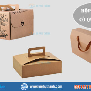 Hộp carton 10x10x8 sản xuất theo yêu cầu - In Phú Thành Hộp carton có quai xách
