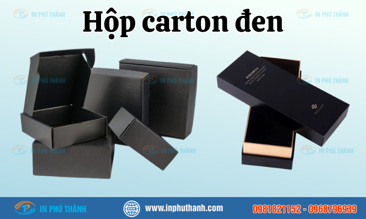 Hộp carton 10x10x8 sản xuất theo yêu cầu - In Phú Thành Hộp carton đen