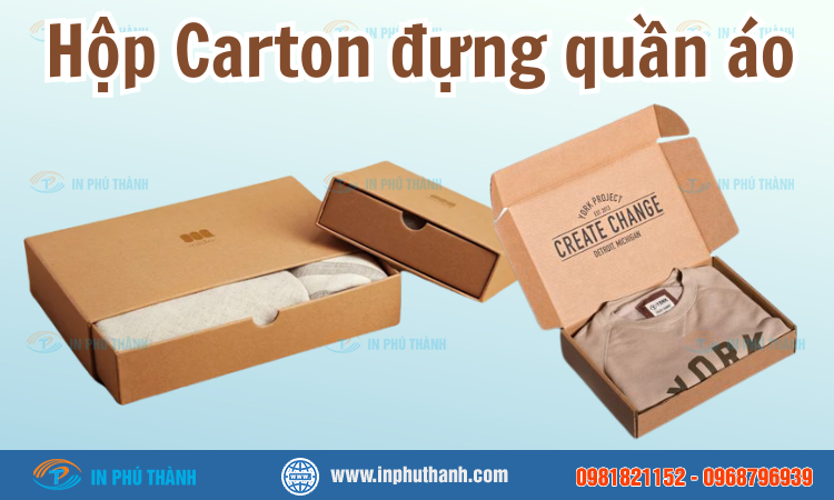 Hộp carton 10x10x8 sản xuất theo yêu cầu - In Phú Thành Hộp carton đựng quần áo