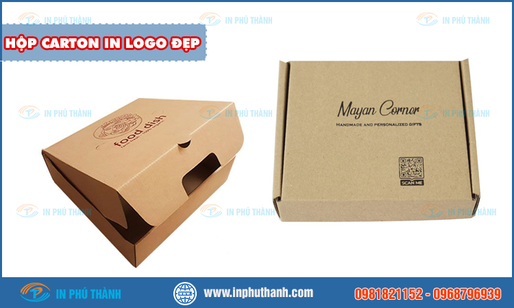 Hộp carton 10x10x8 sản xuất theo yêu cầu - In Phú Thành Hộp carton in logo
