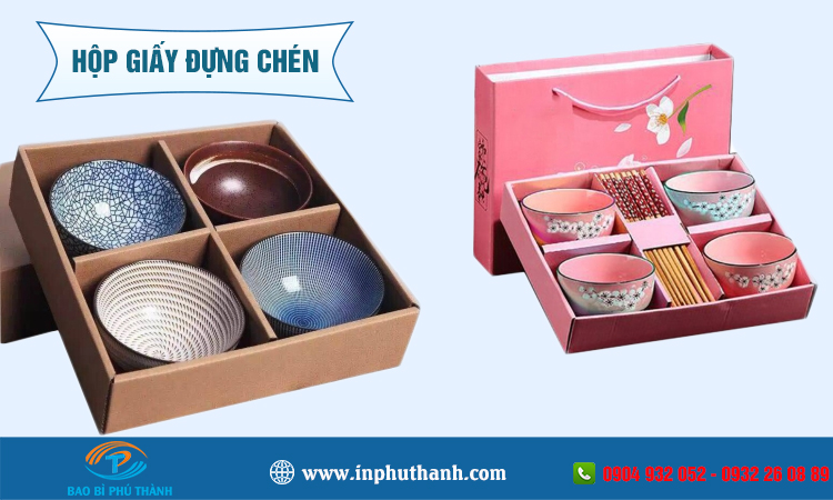 Hộp giấy đựng khẩu trang thiết kế in theo yêu cầu - Bao bì Phú Thành Hộp giấy đựng chén