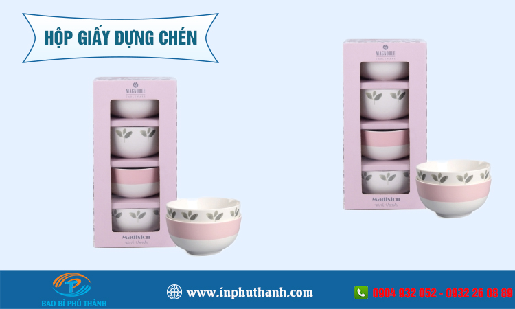 Hộp giấy đựng chén thiết kế in theo yêu cầu - Bao bì Phú Thành Hộp giấy đựng chén