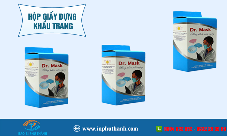Hộp giấy đựng khẩu trang thiết kế in theo yêu cầu - Bao bì Phú Thành Hộp giấy đựng khẩu trang