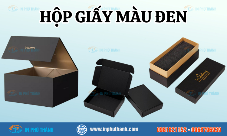 Hộp giấy ivory nhiều mẫu thiết kế đẹp, sang trọng - In Phú Thành Hộp giấy màu đen