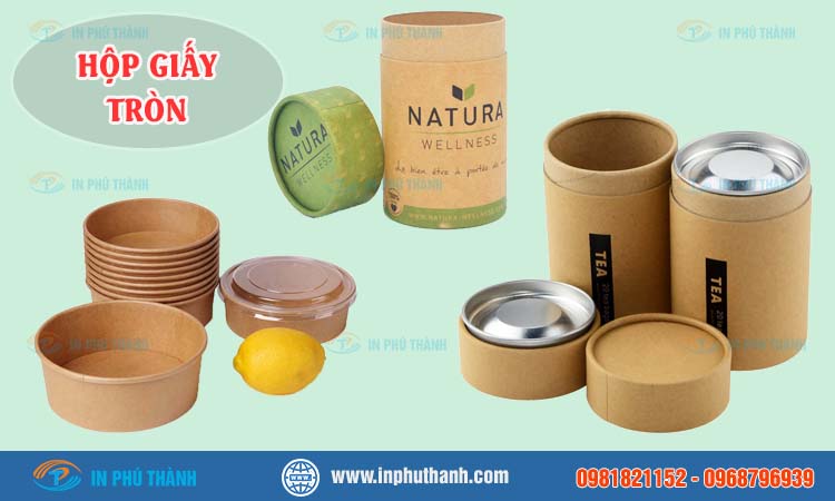 Hộp giấy đựng chén thiết kế in theo yêu cầu - Bao bì Phú Thành Hộp giấy tròn