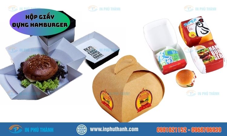 Hộp giấy đựng hamburger +15 mẫu thiết kế đẹp - In Phú Thành