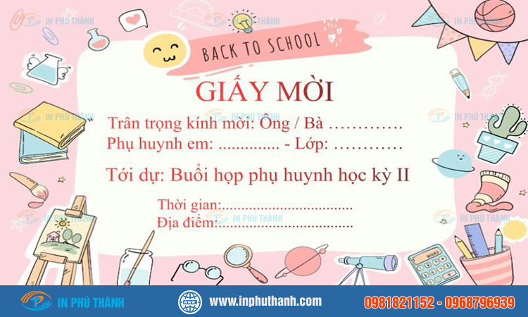 Mẫu giấy mời họp phụ huynh