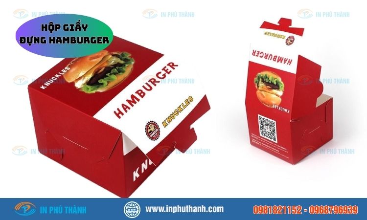 Hộp giấy đựng hamburger +15 mẫu thiết kế đẹp - In Phú Thành