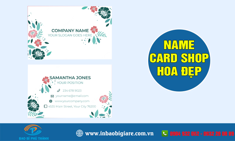 Name card shop hoa đẹp, thiết kế in theo yêu cầu - bao bì Phú Thành Name card shop hoa