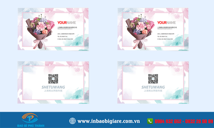 Name card shop hoa đẹp, thiết kế in theo yêu cầu - bao bì Phú Thành Name card shop hoa