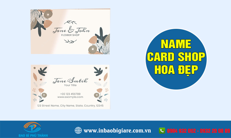 Name card shop hoa đẹp, thiết kế in theo yêu cầu - bao bì Phú Thành Name card shop hoa
