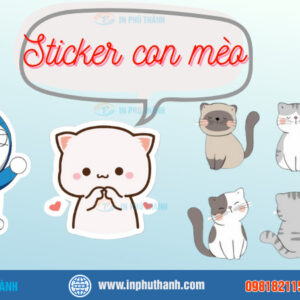 Sticker con mèo nhiều mẫu đẹp thiết kế theo yêu cầu - In Phú Thành Sticker con mèo