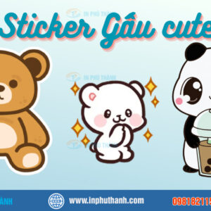 Sticker thỏ cute nhiều mẫu đẹp thiết kế theo yêu cầu - In Phú Thành Sticker gấu cute