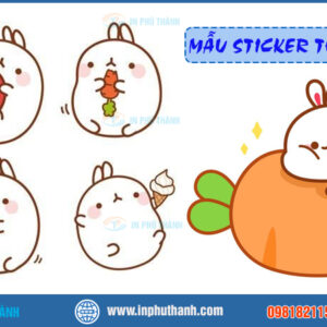 Sticker thỏ cute nhiều mẫu đẹp thiết kế theo yêu cầu - In Phú Thành Sticker thỏ cute