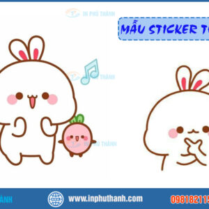 Sticker thỏ cute nhiều mẫu đẹp thiết kế theo yêu cầu - In Phú Thành Sticker thỏ cute