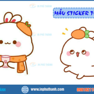 Sticker thỏ cute nhiều mẫu đẹp thiết kế theo yêu cầu - In Phú Thành Sticker thỏ cute
