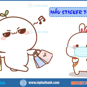 Sticker thỏ cute nhiều mẫu đẹp thiết kế theo yêu cầu - In Phú Thành Sticker thỏ cute