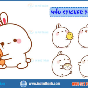 Sticker thỏ cute nhiều mẫu đẹp thiết kế theo yêu cầu - In Phú Thành Sticker thỏ cute