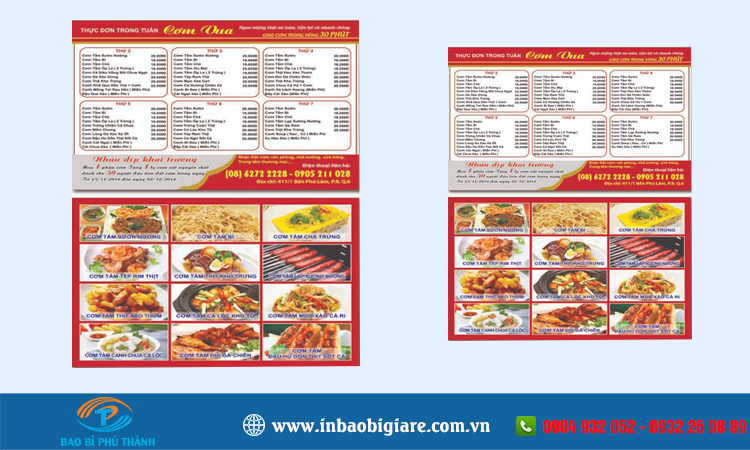 Tờ rơi nội thất nhận thiết kế , in theo yêu cầu - Bao Bì Phú Thành Tờ rơi quán cơm