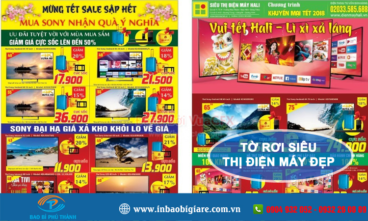 In tờ rơi siêu thị điện máy, thiết kế và in theo yêu cầu - Bao bì Phú Thành