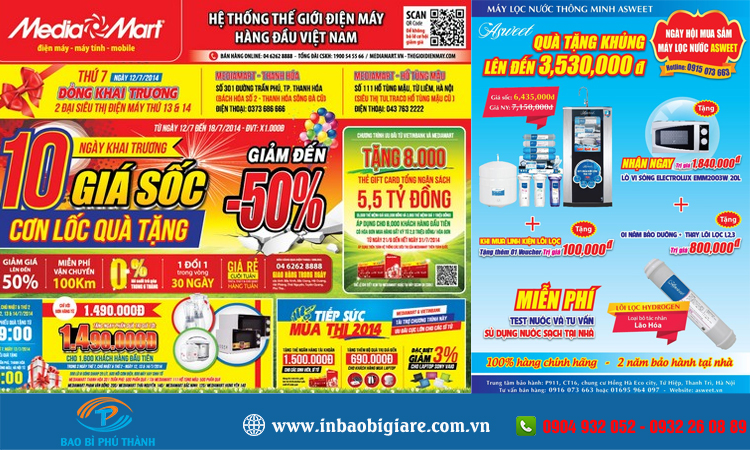 In tờ rơi siêu thị điện máy, thiết kế và in theo yêu cầu - Bao bì Phú Thành