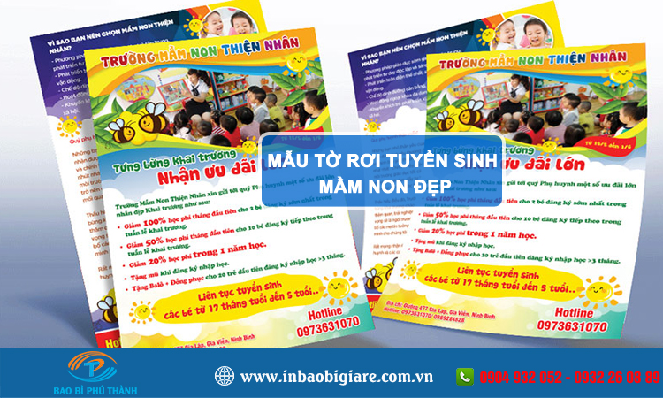 Tờ rơi tuyển sinh mầm non +10 mẫu đẹp thiết kế theo yêu cầu - Phú Thành Tờ rơi tuyển sinh mầm non