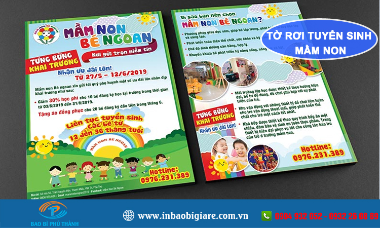 Tờ rơi tuyển sinh mầm non +10 mẫu đẹp thiết kế theo yêu cầu - Phú Thành Tờ rơi tuyển sinh mầm non