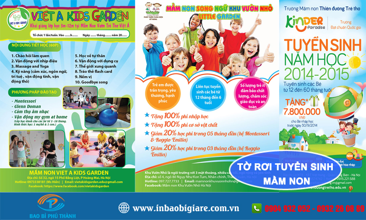 Tờ rơi tuyển sinh mầm non +10 mẫu đẹp thiết kế theo yêu cầu - Phú Thành Tờ rơi tuyển sinh mầm non