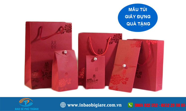 Túi giấy màu đỏ nhiều mẫu thiết kế đẹp sang trọng– Bao Bì Phú Thành