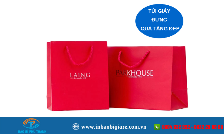 Túi giấy màu đỏ nhiều mẫu thiết kế đẹp sang trọng– Bao Bì Phú Thành