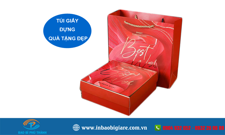 Túi giấy màu đỏ nhiều mẫu thiết kế đẹp sang trọng– Bao Bì Phú Thành