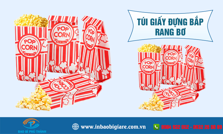 Túi giấy đựng bắp rang bơ nhiều mẫu đẹp thiết kế theo yêu cầu - Phú Thành