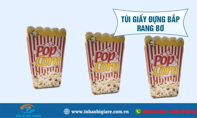 Túi giấy đựng bắp rang bơ nhiều mẫu đẹp thiết kế theo yêu cầu - Phú Thành