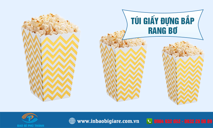 Túi giấy đựng bắp rang bơ nhiều mẫu đẹp thiết kế theo yêu cầu - Phú Thành