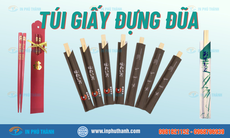 Túi giấy đựng đũa nhiều mẫu đẹp, sang trọng - In Phú Thành Túi giấy đựng đũa