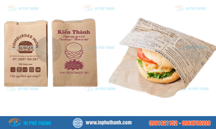 Túi giấy thấm dầu nhiều mẫu đẹp, sang trọng - In Phú Thành Túi giấy đựng hamburger