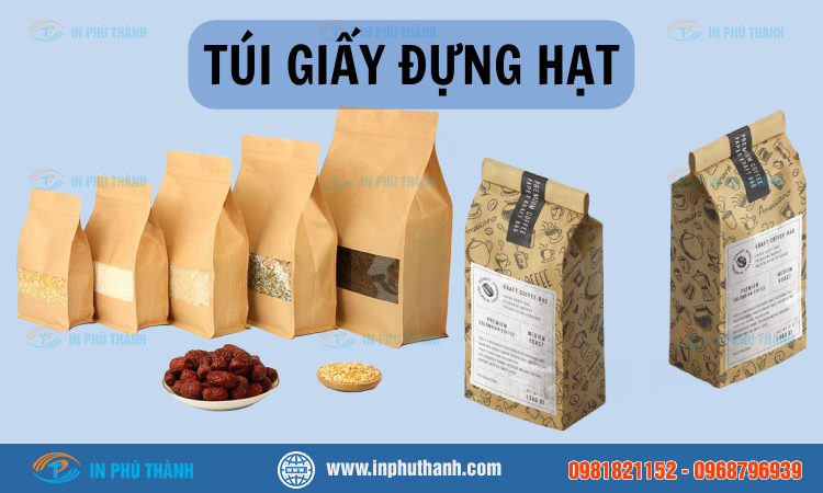 Túi giấy đựng đường nhiều mẫu thiết kế đẹp - In Phú Thành Túi giấy đựng hạt