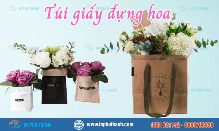 Túi giấy kraft không quai nhiều mẫu đẹp, sang trọng - In Phú Thành Túi giấy đựng hoa